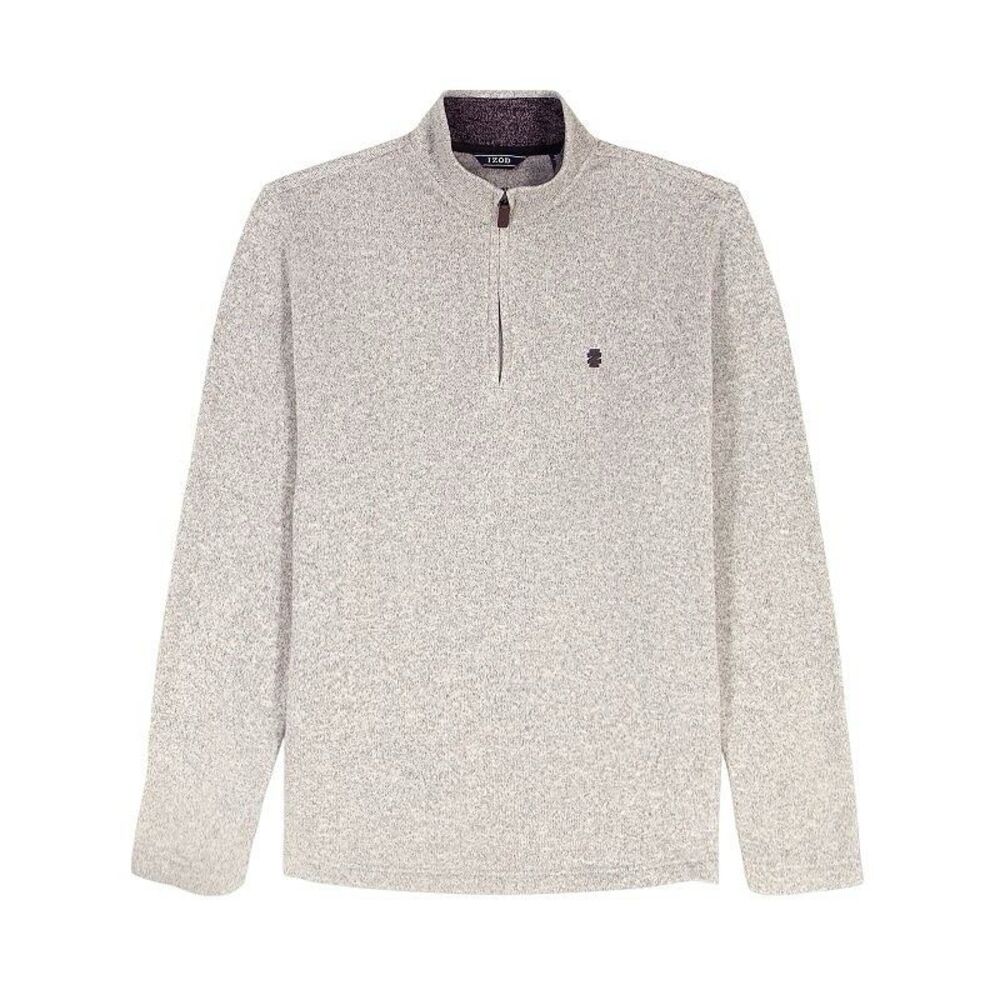 IZOD Men's Fleece Sweater 1/4 Zip Pullover Long Sleeve 3XL Light Grey Heather